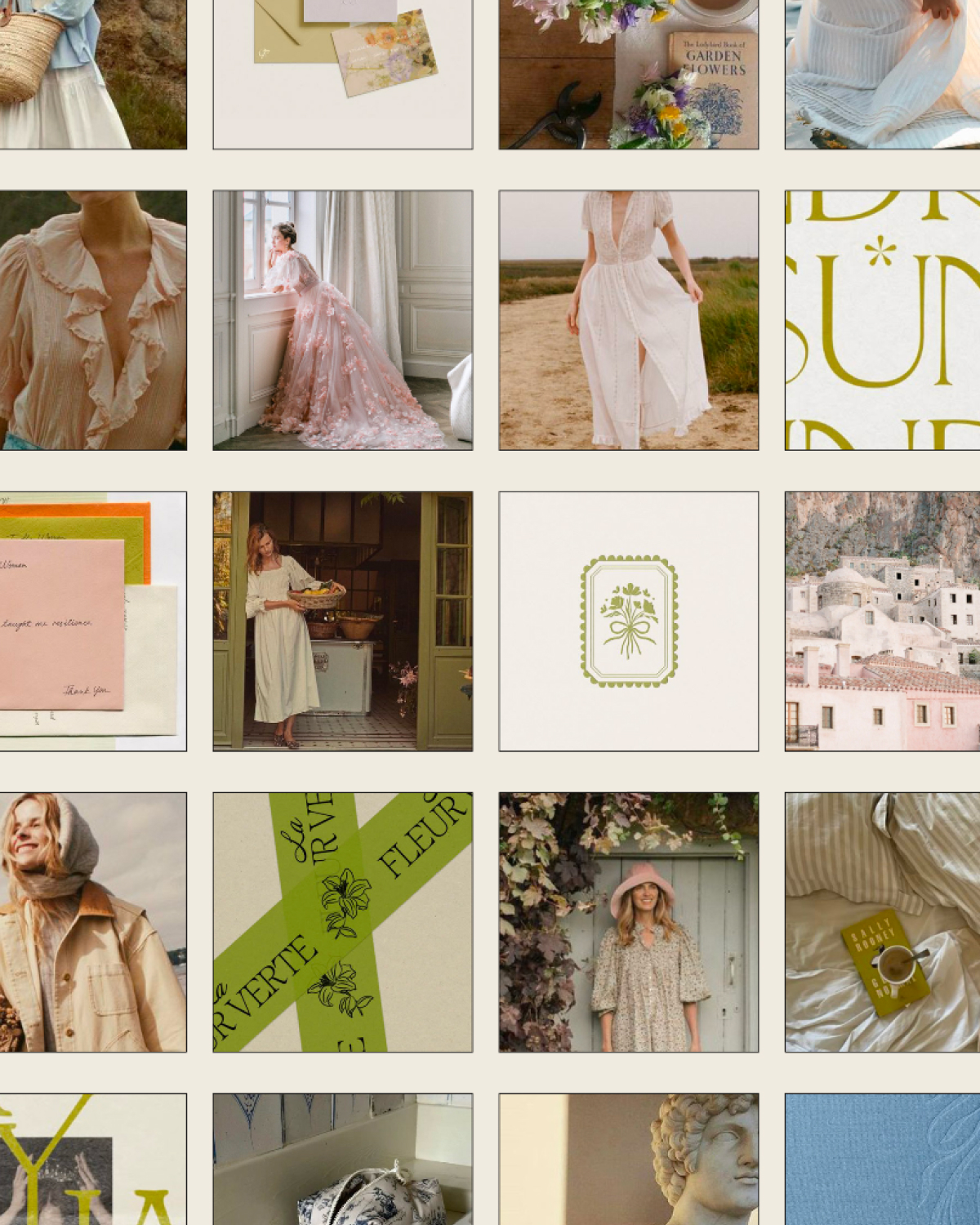 The moodboard behind the brand of calligraphy business Studio Woolgather